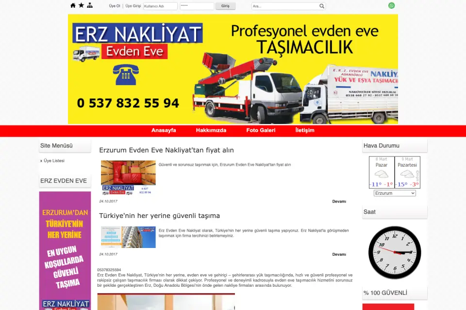 ERZ Nakliyat site önizlemesi