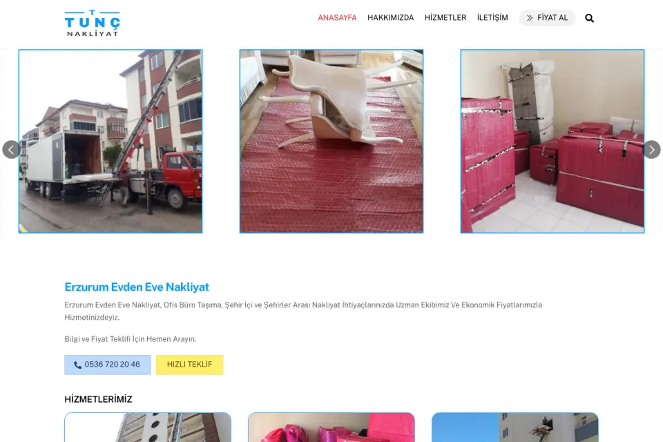 Erzurum Tunç Nakliyat site önizlemesi